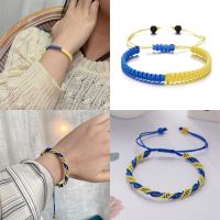 Lucky Knot Sunflower Bracelets Ukraine Flag Color Blue Yellow Women Men Charm Woven Handmade Bangles Braided Adjustable Jewelry Charms and Charm Brace
