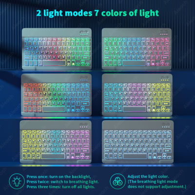 Hot Keyboard สำหรับแท็บเล็ต Android IOS Windows Wireless Mouse Keyboard Bluetooth-Compatible Rainbow Backlit Keyboard สำหรับ Phone