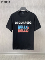 Dsquared2ผู้ชายแขนสั้นพิมพ์ลาย,เสื้อยืดระบายอากาศฤดูร้อนแนวโน้มแฟชั่นผ้าคอตตอน