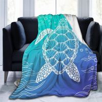 Sea Turtle In Line Art Navajo Cubre Throw Blanket 3D Print Sherpa Super Comfortable Nordic Manta Sonic