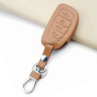 ✤❈❁ High Quality Genuine Leather KeyChain Cover For Hyundai IX25 / IX35 / Elantra/ Sonata/ I40 4 Buttons Smart Key Case