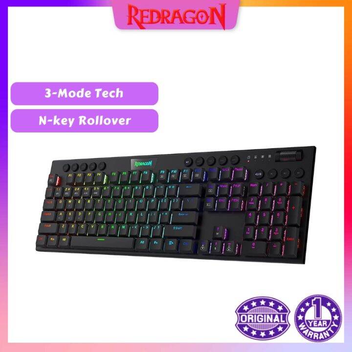 Redragon K618 Horus Wireless RGB Mechanical Keyboard, Bluetooth/2.4Ghz
