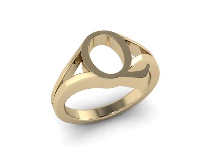 แหวนตัวอักษร Q ทองคำ 14KT