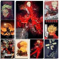 ☄การ์ตูนอะนิเมะคลาสสิกญี่ปุ่น TRIGUN Vash Stampede โปสเตอร์ศิลปะผ้าใบวาดภาพรูปภาพพิมพ์ผนังสำหรับห้องนั่งเล่นการตกแต่งบ้าน