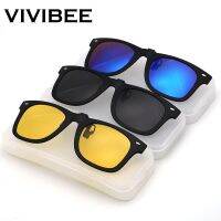 VIVIBEE แว่นตากันแดดแบบคลิปพับได้สำหรับผู้ชายแว่นตากันแดดขับรถตกปลาน้ำหนักเบาการมองเห็นได้ในเวลากลางคืนโพลาไรซ์ป้องกันรังสี UVB