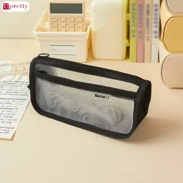 1Grid Mesh Pencil Case Pen Bag Clear Case Marker Pouch Multifonction  Organizer Transparent Box for Office Stationery and Travel