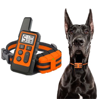 （PAPI PET）ปลอกคอฝึกหัดสุนัขสัตว์เลี้ยงกันน้ำ500เมตร,ใหม่การสั่นเสียงช็อตรีโมทคอนโทรลชาร์จใหม่ได้ปลอกคอสุนัขรีโมทคอนโทรล40