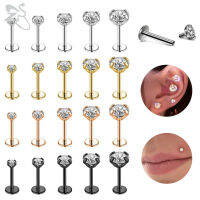 ZS 10ชิ้นล็อต1618กรัม316L สแตนเลส Labret ลิปเจาะชุดล้าง CZ คริสตัลหูกระดูกอ่อน Tragus Helix เจาะ6810มิลลิเมตร