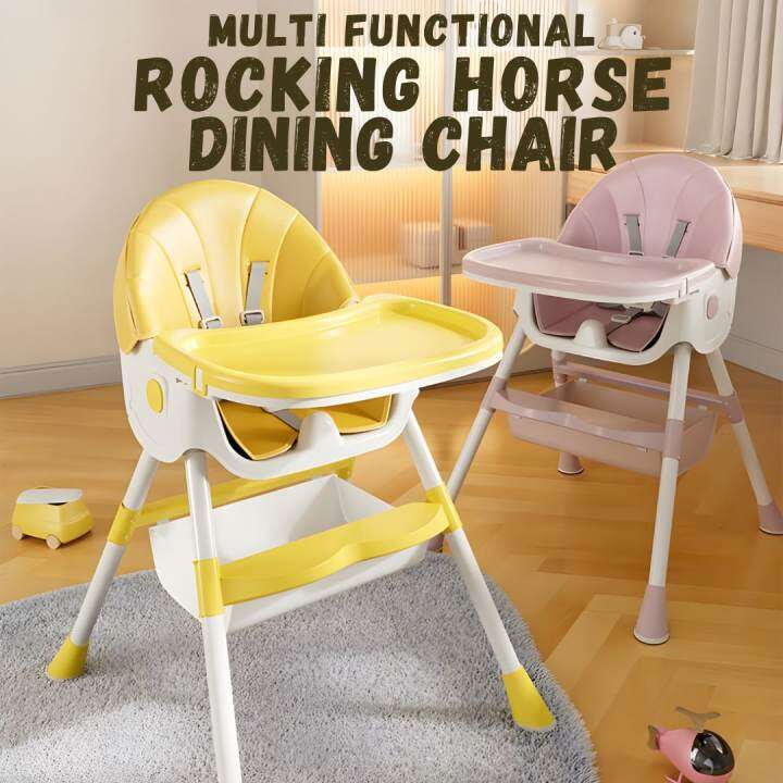 BYJ Multifunctional Rocking High Chair Adjustable Table and Foldable