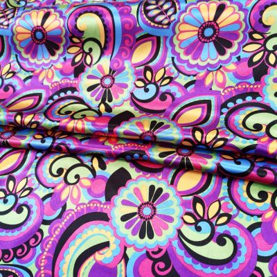 1 meter X 1.48 meter Vintage Satin Fabric Flower Silky Charmeuse Material Soft Lining Scarf Tissu Paisley