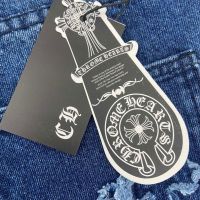 EPLU Chrome Hearts original style made crook cross leather washed old straight jeans mens and womens fashion brand couples trousersTH