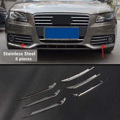 Front Fog Light Cover Trim Car Styling Grille Decorative Strips Stainless Steel 6pcs For Audi A4 2009-2012