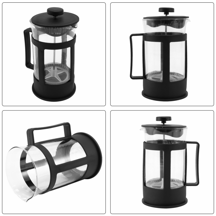 4x-glass-french-press-coffee-tea-maker-600ml-coffee-press-borosilicate-glass-with-heat-resistant-handle