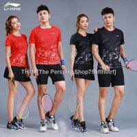 ♀ Li Ning Badminton uniform for men and womens competitions International sportswear Fast drying short sleeve round neck training suit