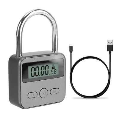 LCD Display Electronic Timer Switch USB Rechargeable Timer Padlock Travel Electronic Timer-Black