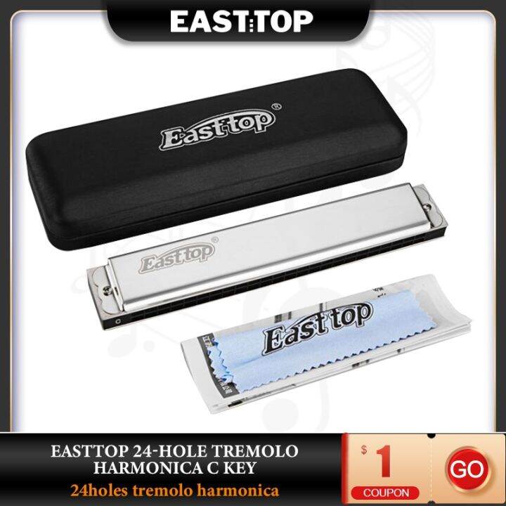 easttop-t2403-24-hole-tremolo-harmonica-c-key-good-air-tightness-professional-harmonica-musical-instruments