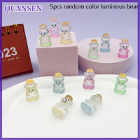 QUANSEN 5pcs น่ารักเรืองแสงหมีการ์ตูนเรซิ่นโปร่งใสหมีเครื่องประดับรถตกแต่งบ้าน