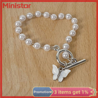 Ministar สร้อยคอแบบจี้ห้อยผีเสื้อเครื่องรางมุกเทียมโบราณสำหรับผู้หญิงเครื่องประดับของขวัญงานปาร์ตี้