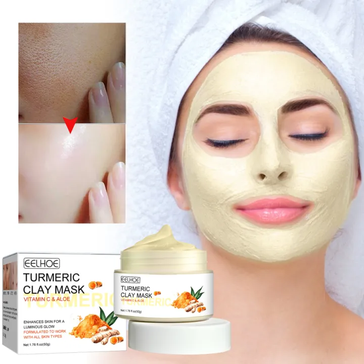 EELHOE 50g Turmeric Clay Mask, Deep Cleansing Hydrating Moisturizing