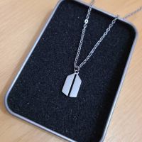 Korean style simple BTS Necklace stainless steel lettering bulletproof Youth League combination Logo Black Tag Necklace