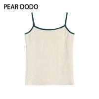 เสื้อแขนกุดมีสายถักสำหรับผู้หญิงดีไซน์เกาหลี PEAR DODO ออกแบบให้สัมผัสเสื้อเอวลอย