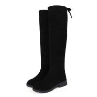 Autumn ฤดูใบไม้ร่วงและฤดูหนาวสไตล์เกาหลี Over-The-Knee Boots Women S Flat-Bottom Stovepipe Elastic Boots Thin And Thin Boots Long Martin Boots Women S Long Boots High Boots