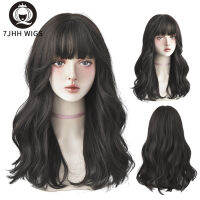 7 Jhwigs สีดำยาวร่างกายหยักวิกผมสังเคราะห์กับปุยปังสำหรับผู้หญิงธรรมชาตินุ่มทุกวันสี่ฤดูกาลสวมใส่ผม