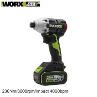 WORX Cordless Impact Screwdriver Brushless WU290D 20V 230Nm 3000rpm 4000bpm Electric Driver Share 20v Green Battery Platform Drills  Drivers