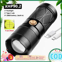 ไฟฉายหัวคู่ Led แบบ Xhp90.2ชาร์จไฟได้กันน้ำสีสดใสมากไฟสปอตไลท์ทำงานไฟฉายแบบปรับขยายได้