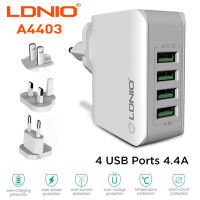 Ezbuy LDNIO A4403 ปลั๊กไฟ usb ปลั๊กชาร์จ usb ปลั๊ก usb อแดปเตอร์ USB 4 ช่อง 4.4A US/EU Plug For ios/Android รับประกันของแท้