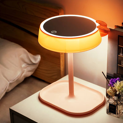 Portable Multifunctional USB Charging Dimmable Makeup Mirror Led Storage Touch Desktop Touch-up Makeup Mirror Table Lamp Mirror