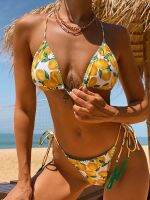 hotx 【cw】 In-X Fruit Print Swimsuit 2 Pieces Set Lemon Swimwear  2023 Womentrajes de baño mujer