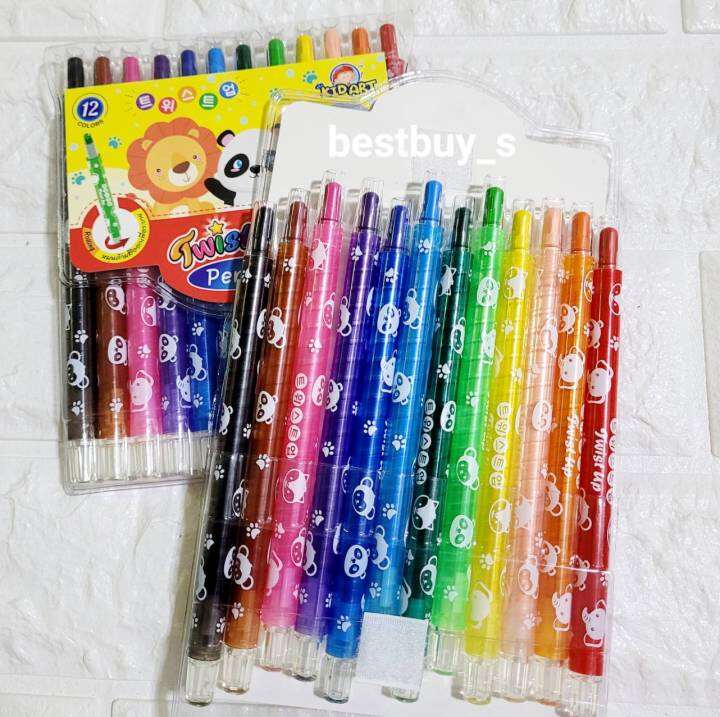 คิดอาร์ท-สีหมุนได้12สี-kidart-12colors-twist-up-pencils-twcr-12