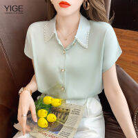 ▣♚❃ YIGE เกาหลี Elegant สีทึบเสื้อชีฟองผู้หญิง2021