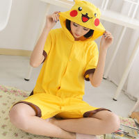 ฤดูร้อนผู้ใหญ่ชุดนอน Kigurumi Pikachu เสื้อคอสเพลย์เครื่องแต่งกายการ์ตูนสัตว์ Jumpsuit Unisex ผู้หญิงชุดนอน828