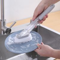 【hot】✟☜  Cleaning 2 In 1 Handle Cleaing with Removable Sponge Dispenser Dishwashing Tools