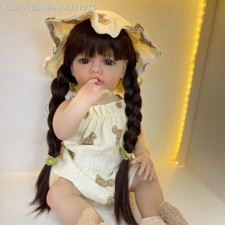 สถูป15smilevonla1976ตุ๊กตา-bzdoll-boneca-realista-เหมือนจริงเรนสเชอร์คอร์โคโปประกอบไปด้วยซิลิโคน-brinquedo-princesa-crian-a-com-cabelo-longo-castanho-cm-22in