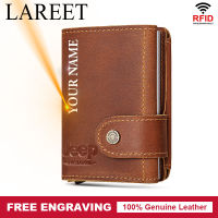 100 Genuine Leather Card Holder Wallet RFID Blocking Quick Card Holder Access Top Quality Male Money Clip With Coin Purse