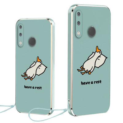 เคสโทรศัพท์ เคส Huawei Nova 4E Case หรูหรา 6D ชุบซิลิโคนอ่อนนุ่มกรอบสี่เหลี่ยมการ์ตูนเป็ดเคสโทรศัพท์เงา Bling ฝาหลัง