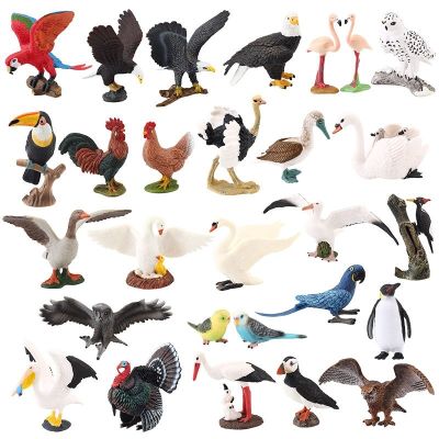 Solid simulation animal models suit children birds birds animal toys swan eagle parrot rooster hen