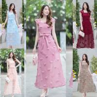 Maya-Fashion เสื้อผ้าแฟชั่น Maxi Dress แดง  ฟ้า โอรส ชมพู น้ำตาล  พร้อมส่ง