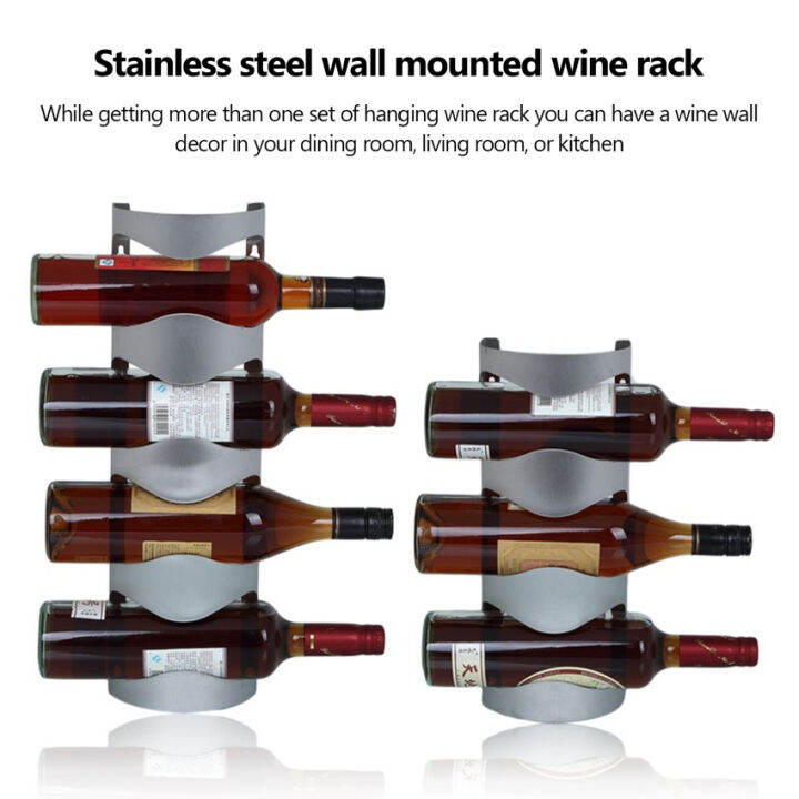 Stylish Wall Mounted Wine Rack Stainless Steel Wine Bottle Holder For