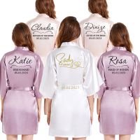 Personalized Bride Robe Satin Customized Bathrobe Satin Silk Bridal Bride Bridesmaid Kimono Robes Woman Bachelorette Preparewear