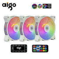 Aigo AR12 120mm White 3 Pin 5V Argb Desktop Computer case fans SATA Power Port Aura Sync Fans with Hub and IR Controller