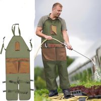 Garden Apron Split Leg Multi-Pocket Oxford Cloth Waterproof Garden Apron Adjustable Apron for Men and Women Gardening Care Tools