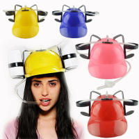 【cw】Helmet Drinking Beer cola Coke Soda Miner Hat Lazy lounged Straw Cap Birthday Party Cool Unique Toy Prop Holder Guzzler Game Hat
