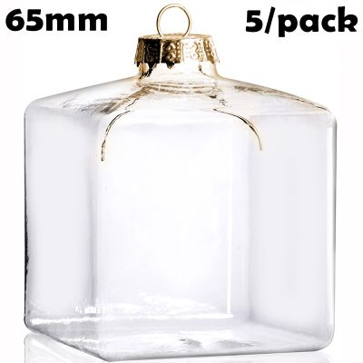 【Cw】Promotion - DIY Paintable Clear Christmas Decoration Ornament 65mm Square Glass SquareCube, 5Packs