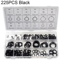 ยางโอริง225ชิ้น/ล็อตตัวอุดอ่างล้างมือ Ortment ชุดโอริงไนไตรล์ที่ปิดผนึกแหวนดำคุณภาพสูงสำหรับปะเก็นรถยนต์