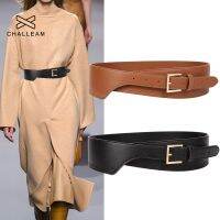 Fashion Wide Belt For Women PU Leather Gold Pin Buckle Black Brown Khaki Cummerbunds Irregular Design Dress Coat Waistbands x268 Belts