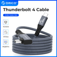 สาย Type C ORICO Thunderbolt 4 USB C,สายข้อมูลข้อศอก PD100W Dual ชาร์จเร็ว40Gbps ถ่ายโอนข้อมูล8K 60Hz วิดีโอไนลอนถักสำหรับ Macbook Samsung 0.3M/0.8M/2M